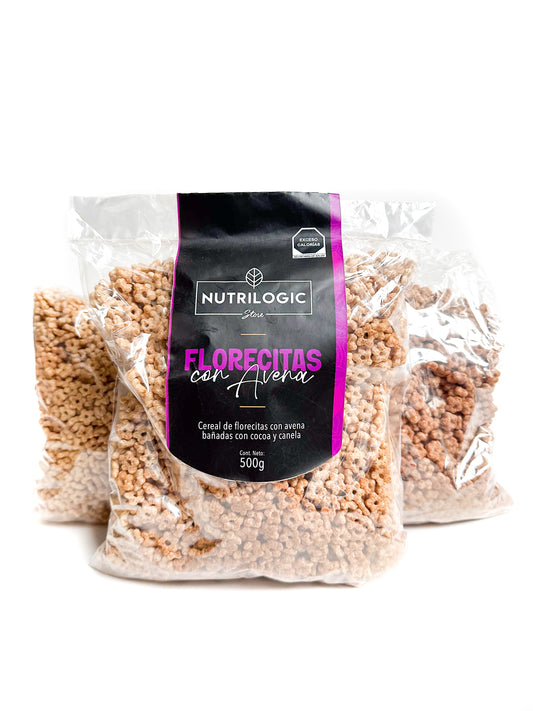 500gr de cereal de florecitas de avena con cocoa.