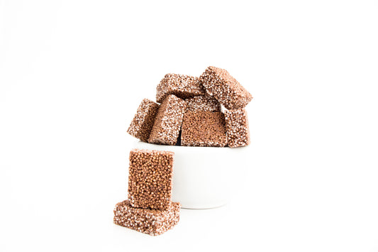 Cubos de amaranto con chocolate semiamargo